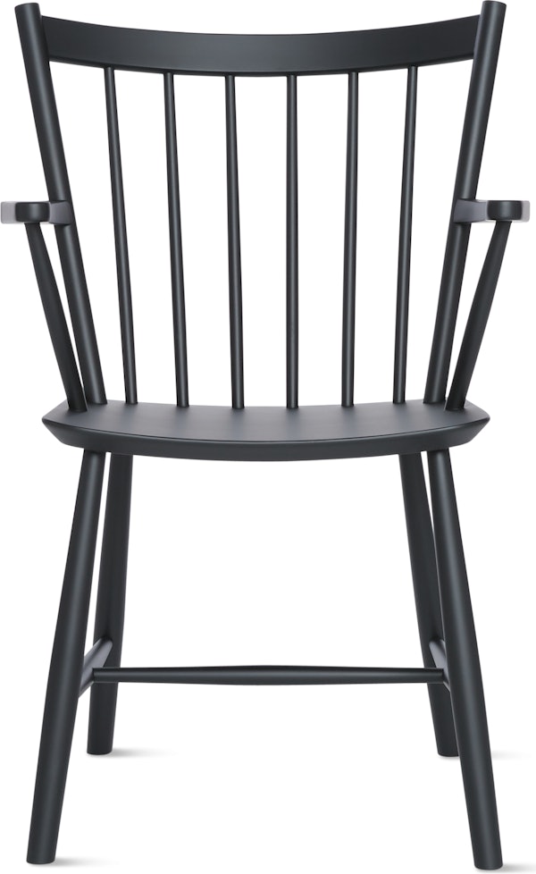 A black J 42 Armchair viewed from the front